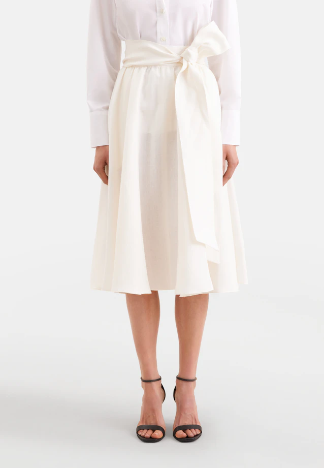 Wide swinging skirt with waist belt made of 100% linen in Weiß |  Seidensticker Onlineshop