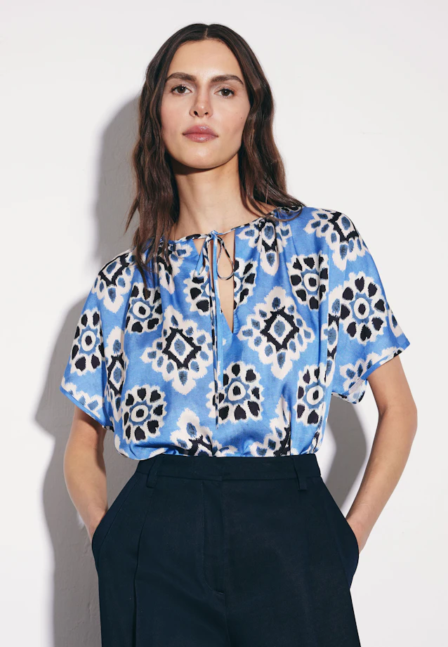 Satin blouse shirt in Mittelblau |  Seidensticker Onlineshop