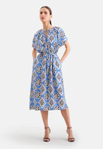 Satin blouse dress in Mittelblau |  Seidensticker Onlineshop