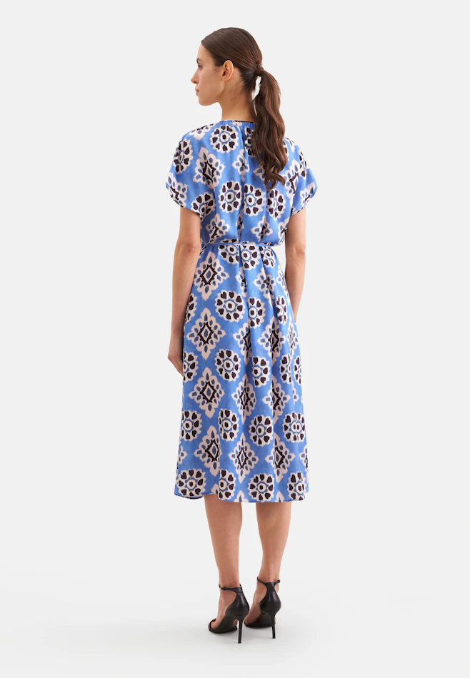 Robe chemisier en satin dans Bleu Moyen | Boutique en ligne Seidensticker