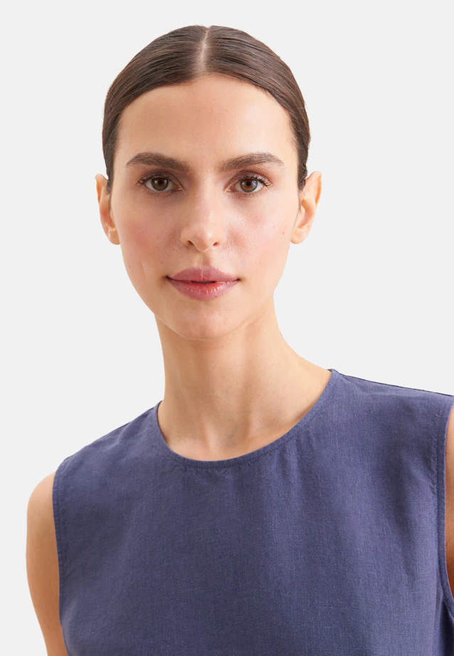 Ärmelloses Kleid aus 100% Leinen in Mittelblau |  Seidensticker Onlineshop