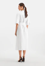 Hemdblusenkleid mit Stickerei und Taillengürtel aus 100% Leinen in Weiß |  Seidensticker Onlineshop