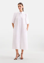Hemdblusenkleid mit Stickerei und Taillengürtel aus 100% Leinen in Weiß |  Seidensticker Onlineshop