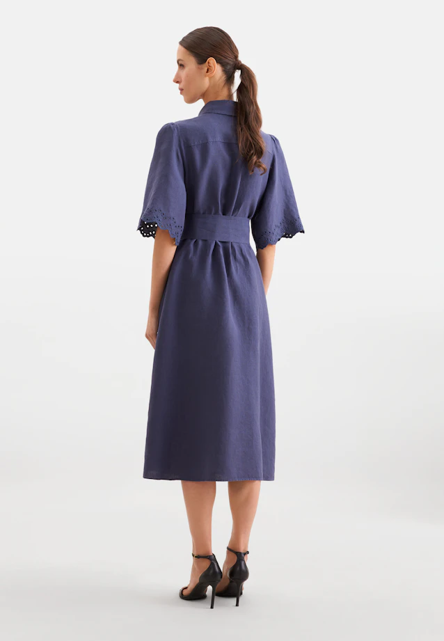 Robe-chemise brodée et ceinture de taille en 100 % lin in Bleu Moyen |  Seidensticker Onlineshop