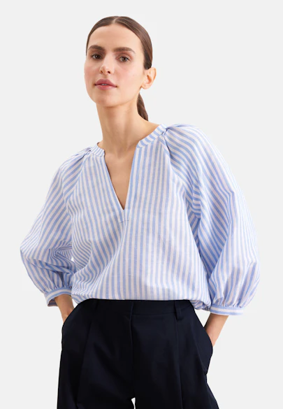 Tunic with Volume Sleeves in Linen Mix in Hellblau |  Seidensticker Onlineshop