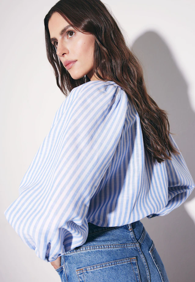 Tunic with Volume Sleeves in Linen Mix in Hellblau |  Seidensticker Onlineshop