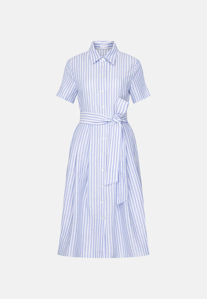 Hemdblusenkleid mit schwingendem Rock aus Leinen Mix, slim in Hellblau | Seidensticker Onlineshop