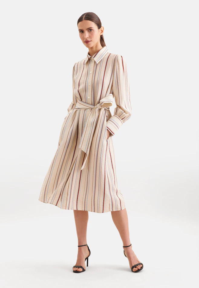 Fliessendes Hemdblusenkleid aus Viskose Mix in Beige | Seidensticker Onlineshop