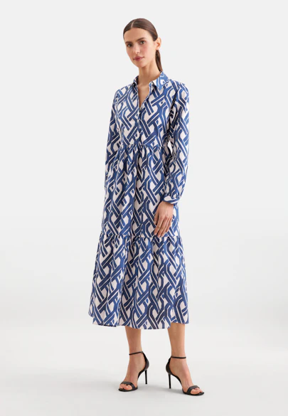 Stufenkleid aus Baumwoll Stretch in Mittelblau |  Seidensticker Onlineshop