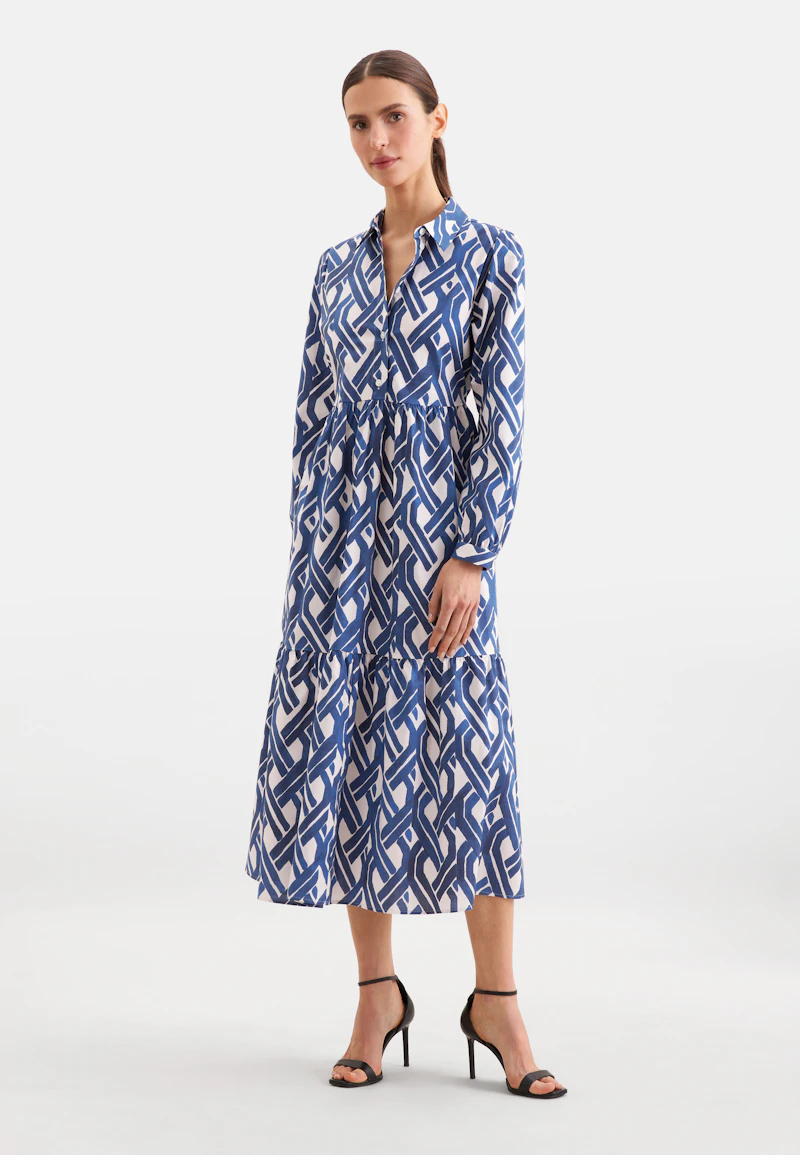 Stufenkleid aus Baumwoll Stretch