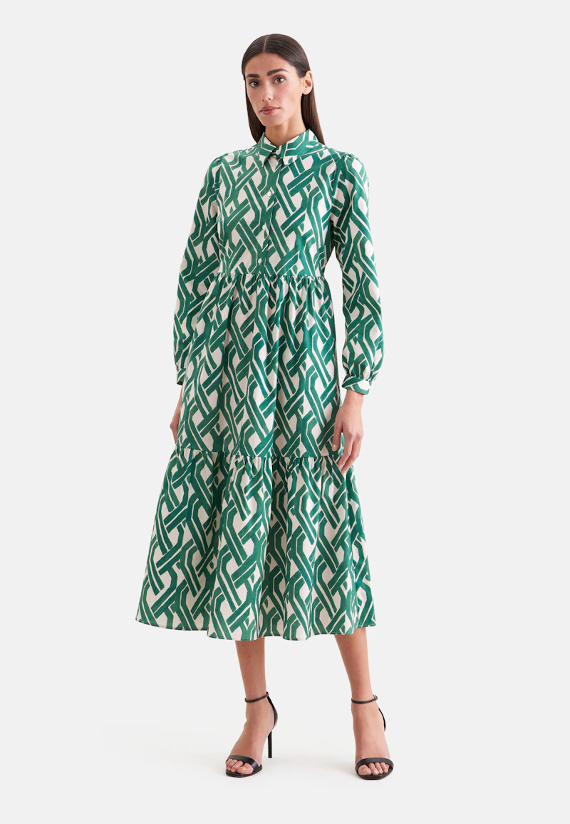 Stufenkleid aus Baumwoll Stretch