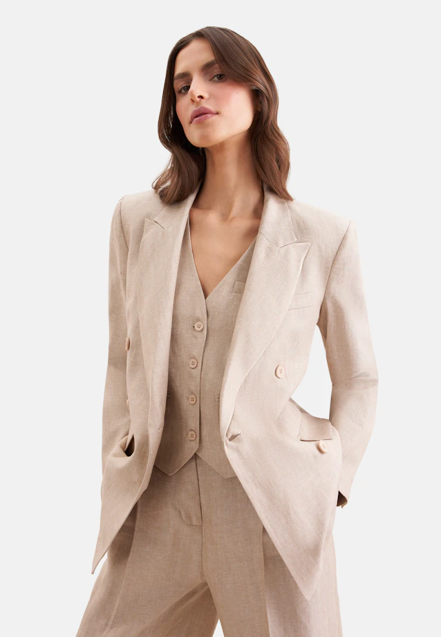 Zweireihiger Blazer mit Pattentaschen aus 100% Leinen in Beige |  Seidensticker Onlineshop