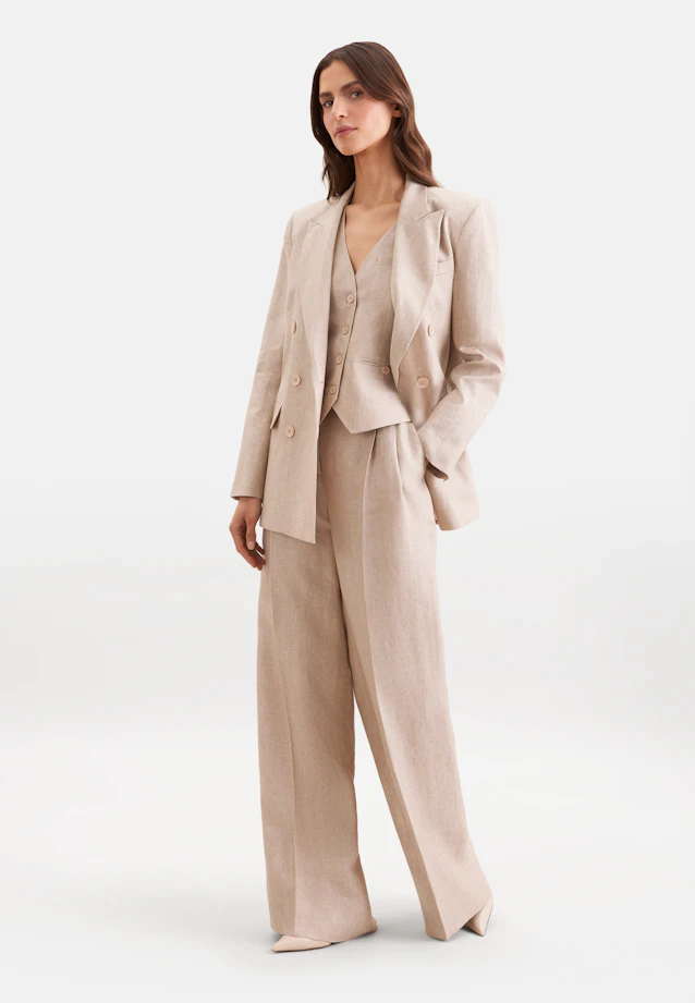 Zweireihiger Blazer mit Pattentaschen aus 100% Leinen in Beige |  Seidensticker Onlineshop