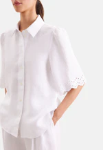 Half-sleeved shirt blouse with embroidery made of 100% linen in Weiß |  Seidensticker Onlineshop