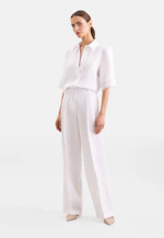Half-sleeved shirt blouse with embroidery made of 100% linen in Weiß |  Seidensticker Onlineshop