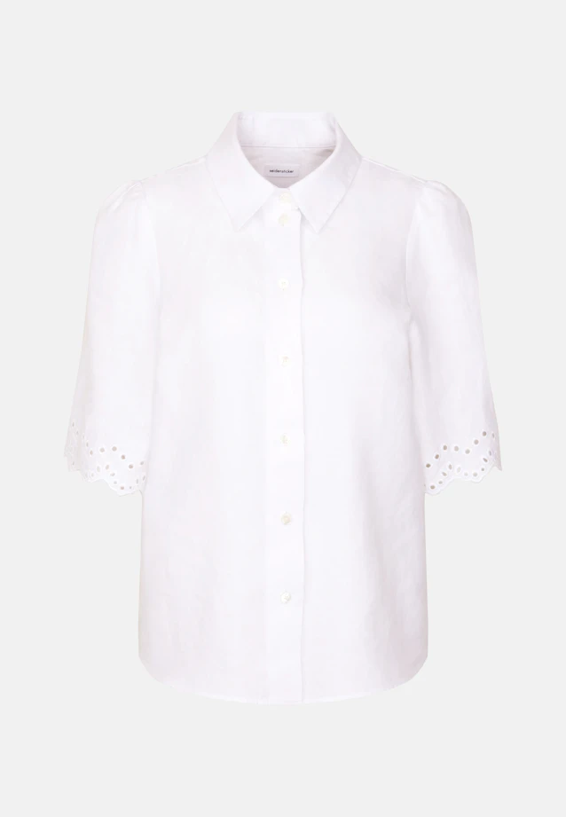 Half-sleeved shirt blouse with embroidery made of 100% linen in Weiß |  Seidensticker Onlineshop