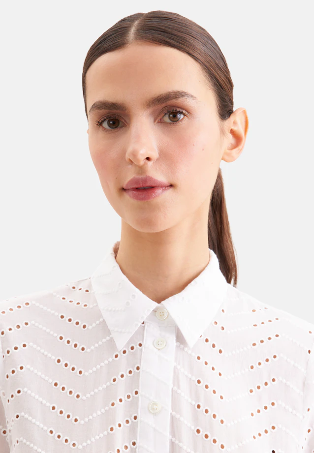 Stickerei Hemdblusenkleid mit schwingendem Rock, slim in Weiß |  Seidensticker Onlineshop