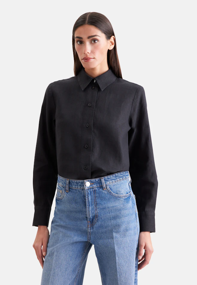 Hemdbluse aus 100% Leinen in Schwarz | Seidensticker Onlineshop