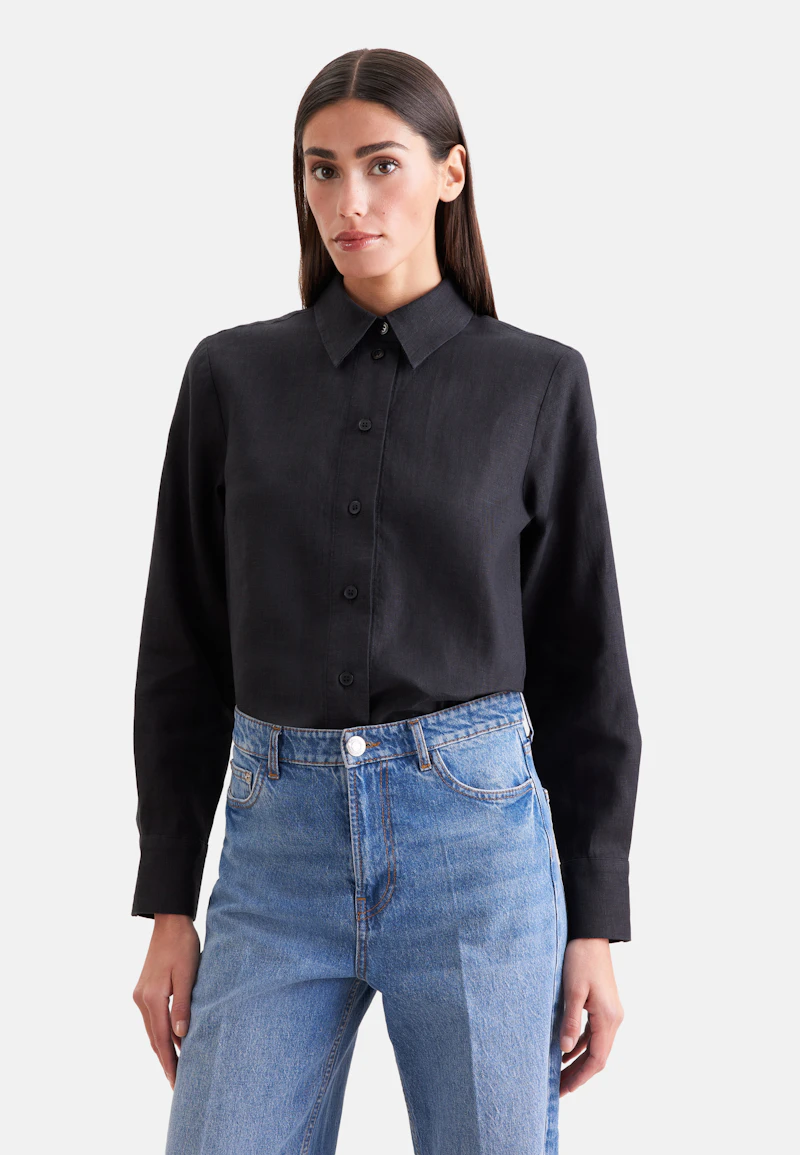 Hemdbluse aus 100% Leinen