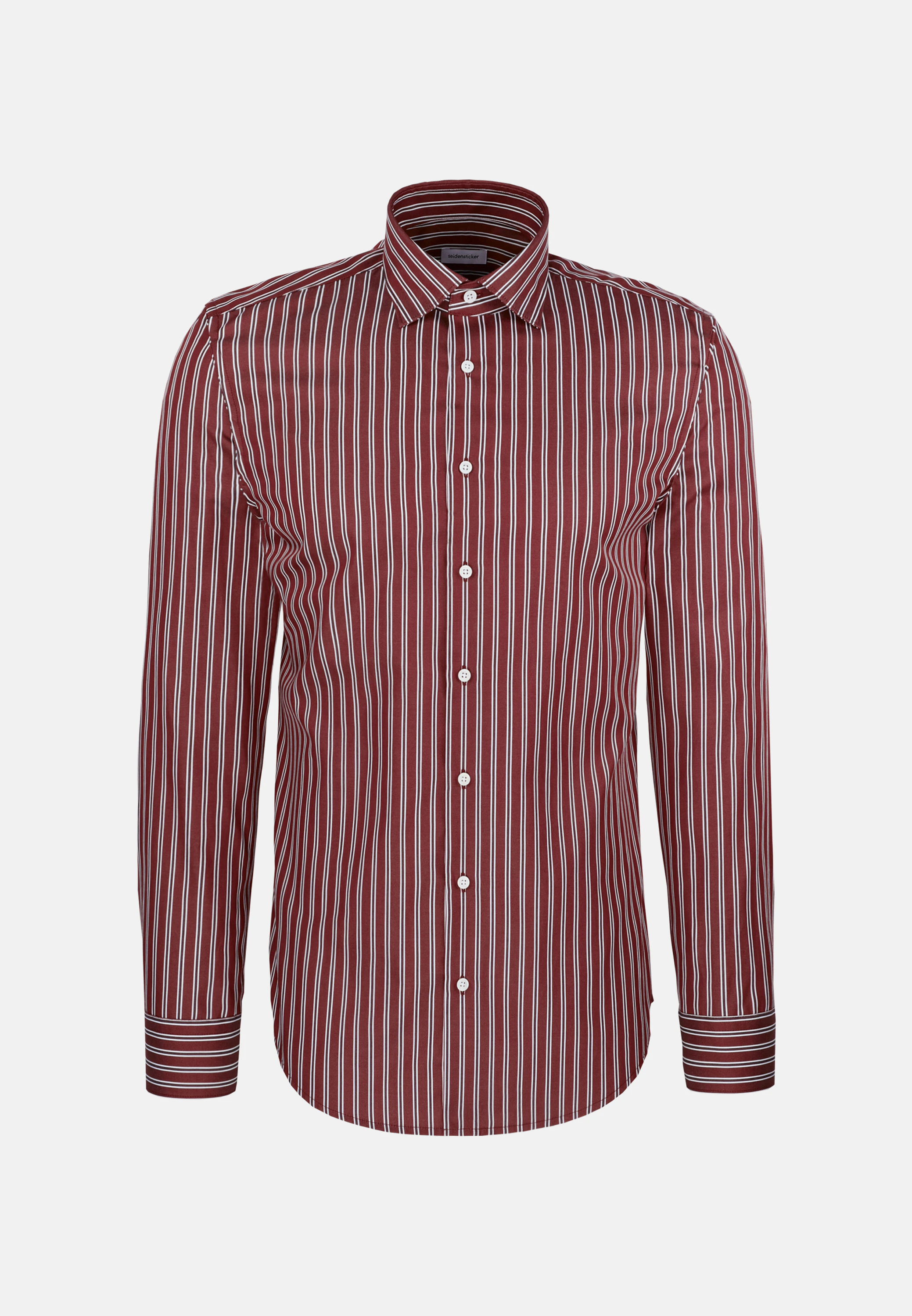 Slim Business Hemd Gestreift Rot 43