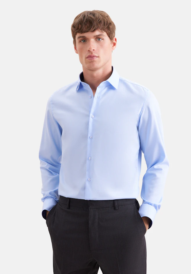 Shaped Business Hemd Uni in Mittelblau | Seidensticker Onlineshop