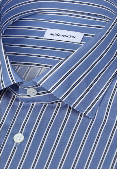 Shaped Business Hemd Gestreift in Mittelblau |  Seidensticker Onlineshop