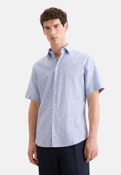 Shaped Chemise en lin Imprimé in Bleu Moyen |  Seidensticker Onlineshop