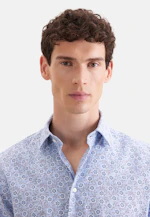 Shaped Linen shirt Print in Mittelblau |  Seidensticker Onlineshop
