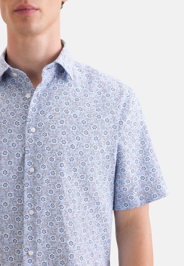 Shaped Chemise en lin Imprimé in Bleu Moyen |  Seidensticker Onlineshop