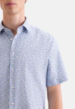 Shaped Linen shirt Print in Mittelblau |  Seidensticker Onlineshop