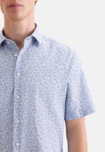 Shaped Leinenhemd Druck in Mittelblau |  Seidensticker Onlineshop