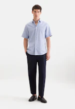 Shaped Linen shirt Print in Mittelblau |  Seidensticker Onlineshop