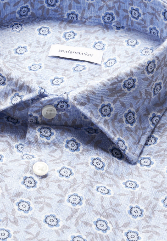 Shaped Chemise en lin Imprimé in Bleu Moyen |  Seidensticker Onlineshop