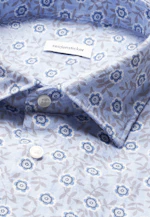 Shaped Linen shirt Print in Mittelblau |  Seidensticker Onlineshop