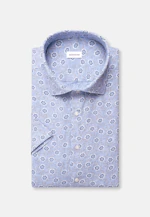 Shaped Linen shirt Print in Mittelblau |  Seidensticker Onlineshop