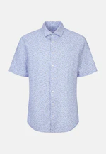 Shaped Linen shirt Print in Mittelblau |  Seidensticker Onlineshop