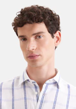 Shaped Linen shirt Check in Mittelblau |  Seidensticker Onlineshop