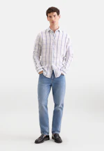 Shaped Linen shirt Check in Mittelblau |  Seidensticker Onlineshop