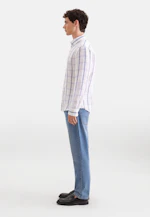 Shaped Linen shirt Check in Mittelblau |  Seidensticker Onlineshop