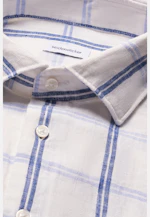 Shaped Linen shirt Check in Mittelblau |  Seidensticker Onlineshop
