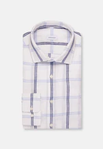 Shaped Linen shirt Check in Mittelblau |  Seidensticker Onlineshop