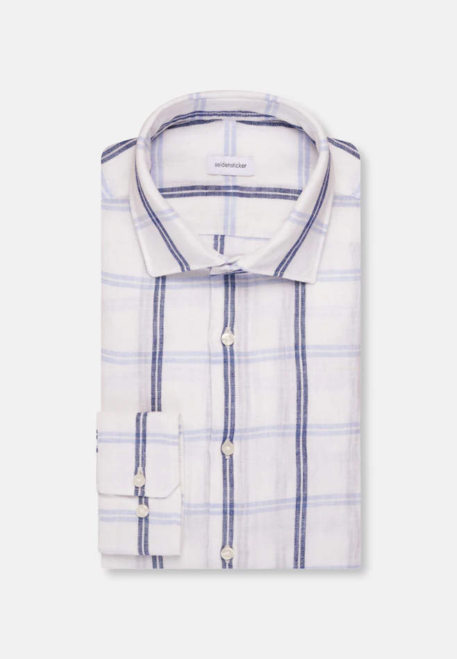 Shaped Chemise en lin carreaux dans Bleu Moyen | Boutique en ligne Seidensticker