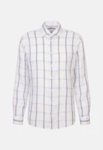 Shaped Linen shirt Check in Mittelblau |  Seidensticker Onlineshop