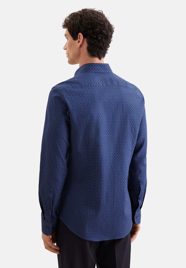 Slim Business shirt Print in Mittelblau |  Seidensticker Onlineshop