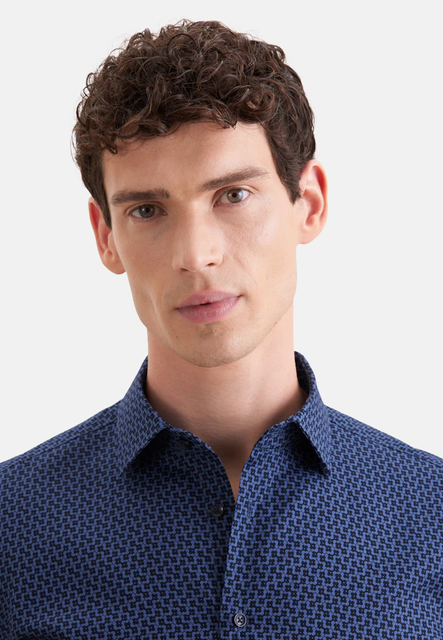 Slim Business shirt Print in Mittelblau |  Seidensticker Onlineshop