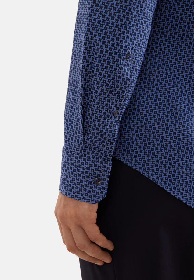 Slim Business shirt Print in Mittelblau |  Seidensticker Onlineshop