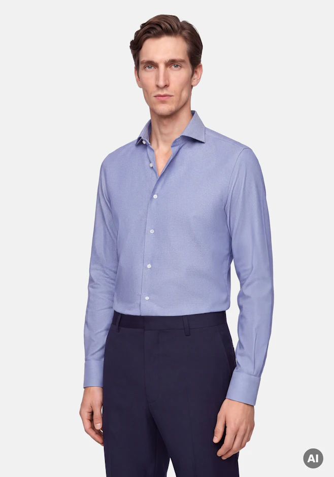 Slim Business Hemd Struktur in Mittelblau | Seidensticker Onlineshop