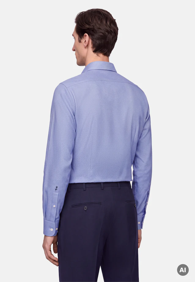 Slim Business Hemd Struktur in Mittelblau |  Seidensticker Onlineshop
