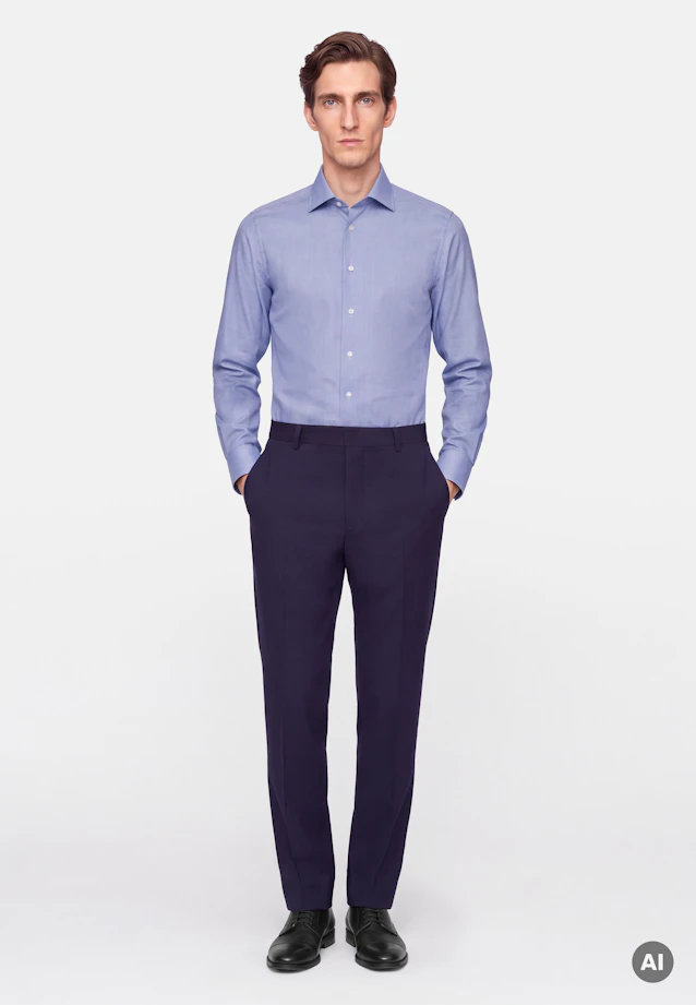 Slim Business Hemd Struktur in Mittelblau |  Seidensticker Onlineshop