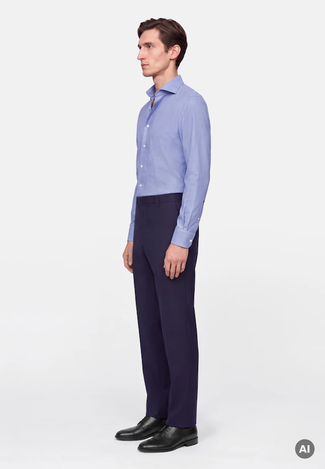 Slim Business Hemd Struktur in Mittelblau |  Seidensticker Onlineshop